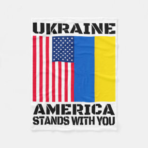Ukraine America Stands With You American Support Fleece Blanket