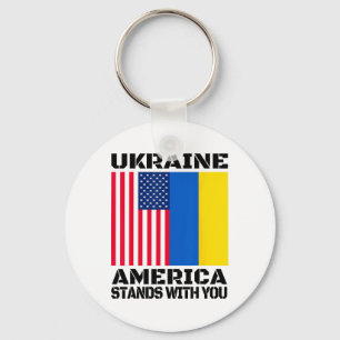 Ukraine America Stands With You American Support Key Ring
