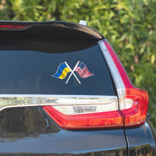 Ukraine and American Flag Custom-Cut Vinyl Sticker