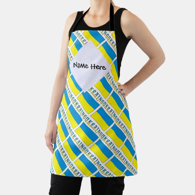 Ukraine and Ukrainian Flag Tiled Personalised  Apron (Insitu)