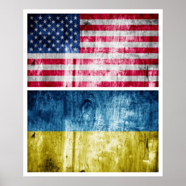 Ukraine and USA flags Poster (Front)
