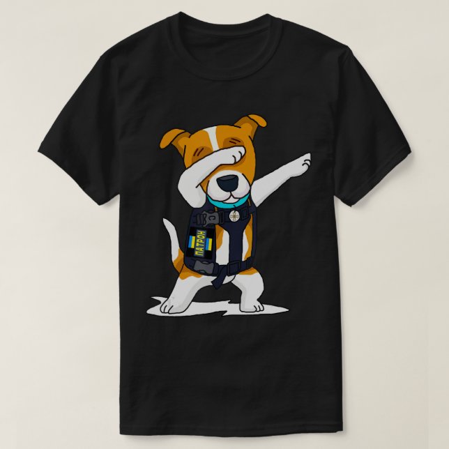 Ukraine Armed Forces Dabbing Dog Patron Jack Russe T-Shirt (Design Front)