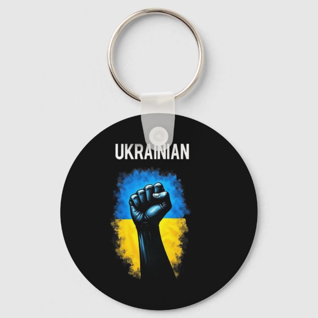 Ukraine Army Flag Trident Symbol Power Grip Ukrain Key Ring (Front)