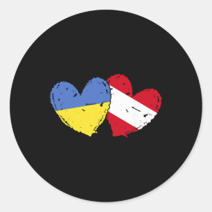 Ukraine Austria Heart Flag Ukrainian Austrian Heri Classic Round Sticker