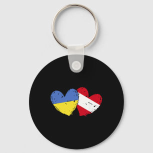 Ukraine Austria Heart Flag Ukrainian Austrian Heri Key Ring
