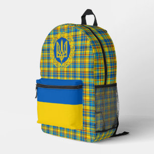 Ukraine Bag, Ukrainian Flag Backpack, Tryzub Printed Backpack