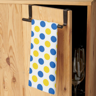 Ukraine Blue and Yellow Flag colours Polka dots  Tea Towel