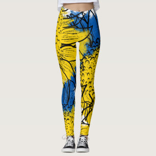 Ukraine Blue and Yellow Flower Support Leggings