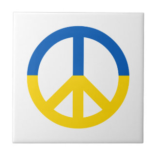 Ukraine Blue Yellow Flag Colours Peace Symbol Sign Ceramic Tile