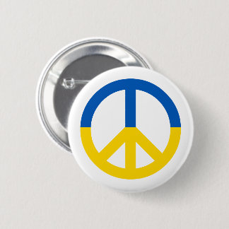 Ukraine Blue Yellow Flag Peace Symbol Sign 6 Cm Round Badge