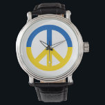 Ukraine Blue Yellow Flag Peace Symbol Sign Watch<br><div class="desc">Peace for Ukraine 💙💛</div>