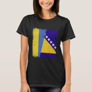 Ukraine Bosnia and Herzegovina Half Flag T-Shirt