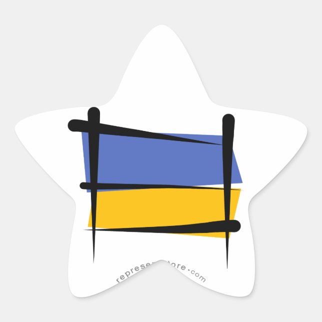 Ukraine Brush Flag Star Sticker (Front)
