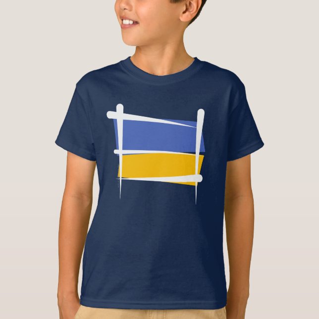 Ukraine Brush Flag T-Shirt (Front)