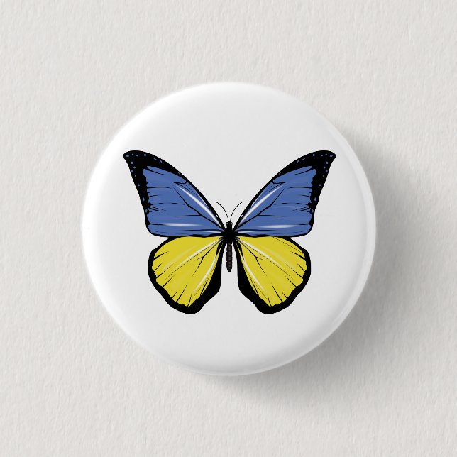 Ukraine Butterfly Flag 3 Cm Round Badge (Front)