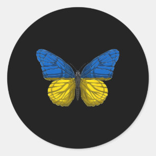 Ukraine Butterfly Shirt Patriotic Ukrainian Flag  Classic Round Sticker