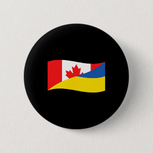 Ukraine Canada Dual Flag Unity Patriotic Cross-cou 6 Cm Round Badge