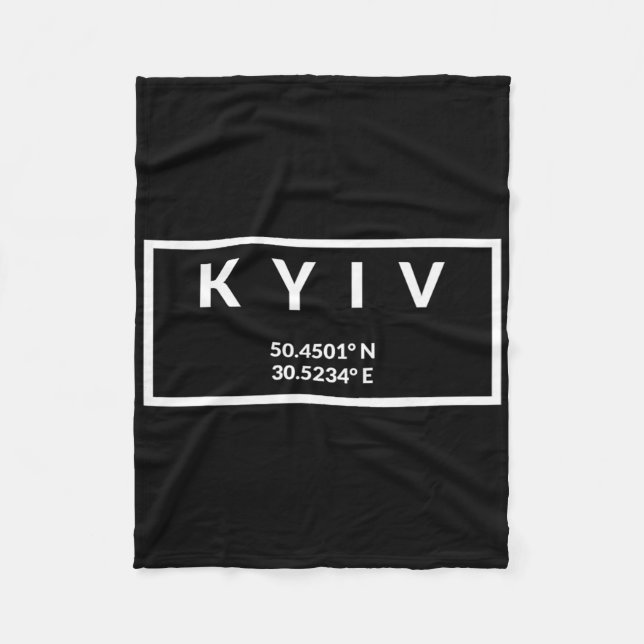 Ukraine Capital Coordinates - Kyiv 1  Fleece Blanket (Front)