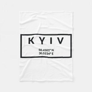 Ukraine Capital Coordinates - Kyiv Fleece Blanket