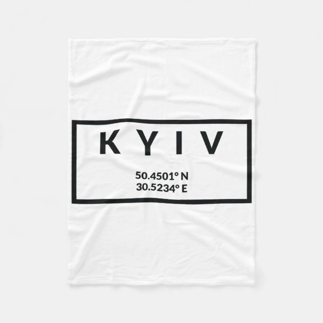 Ukraine Capital Coordinates - Kyiv  Fleece Blanket (Front)