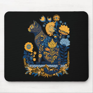 Ukraine Cat Cute Floral Vintage Ukrainian Flag And Mouse Pad