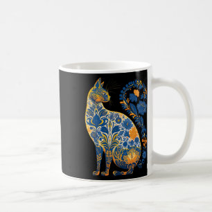 Ukraine Cat Floral Retro Ukrainian Flag And Vyshyv Coffee Mug