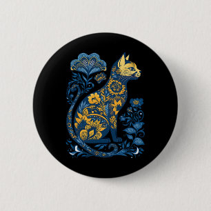 Ukraine Cat Floral Vintage Ukrainian Flag And Vysh 6 Cm Round Badge