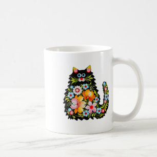 Ukraine Cat Floral Vintage Ukrainian Flag Men Wome Coffee Mug