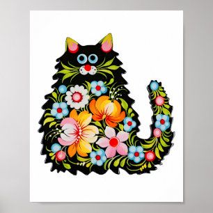 Ukraine Cat Floral Vintage Ukrainian Flag Men Wome Poster