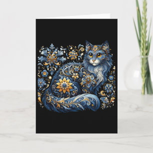 Ukraine Cat Floral Vintage Ukrainian Flag Vyshyvan Card