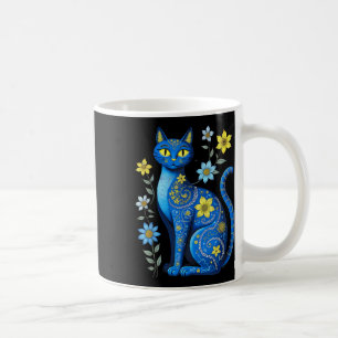 Ukraine Cat Floral Vintage Ukrainian Flag Vyshyvan Coffee Mug