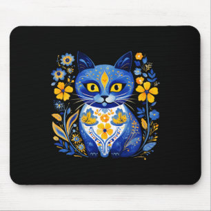 Ukraine Cat Floral Vintage Ukrainian Flag Vyshyvan Mouse Pad