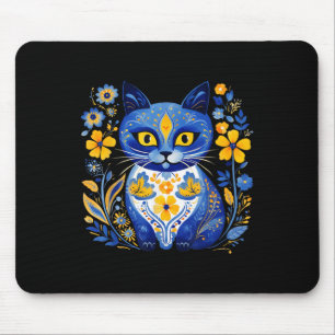 Ukraine Cat Floral Vintage Ukrainian Flag Vyshyvan Mouse Pad