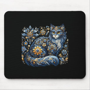 Ukraine Cat Floral Vintage Ukrainian Flag Vyshyvan Mouse Pad