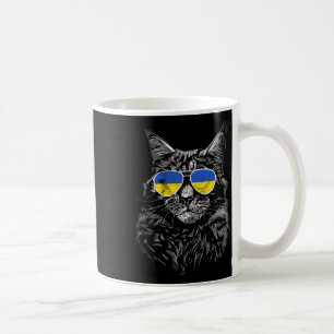 Ukraine Cat Slava Ukraine Sungles Flag For Men Wom Coffee Mug
