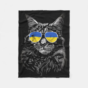 Ukraine Cat Slava Ukraine Sungles Flag For Men Wom Fleece Blanket