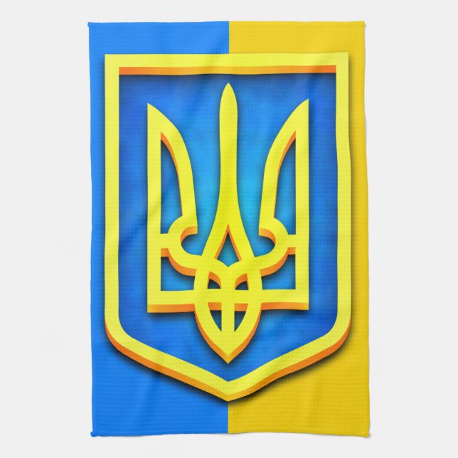 Ukraine Coat of Arms Tea Towel (Vertical)