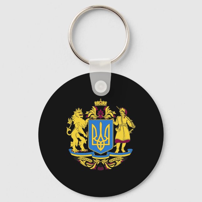 Ukraine Coat Of Arms Tee Flag  Key Ring (Front)