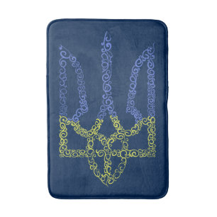 Ukraine coat of arms trident tryzub spiral pattern bath mat