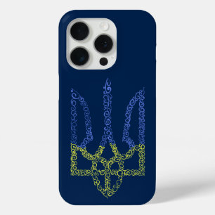 Ukraine coat of arms trident tryzub spiral pattern iPhone 15 pro case