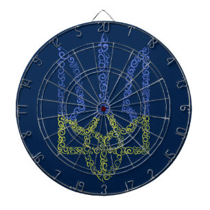 Ukraine coat of arms trident tryzub spiral pattern dartboard