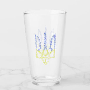 Ukraine coat of arms trident tryzub spiral pattern glass