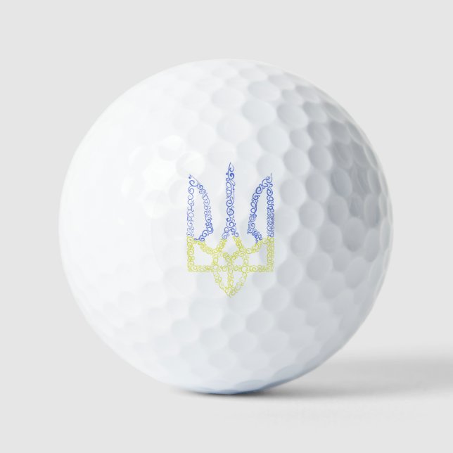 Ukraine coat of arms trident tryzub spiral pattern golf balls (Front)