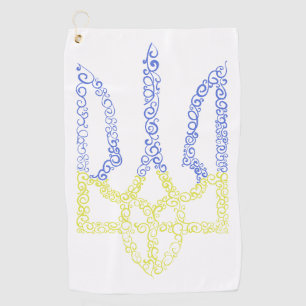 Ukraine coat of arms trident tryzub spiral pattern golf towel