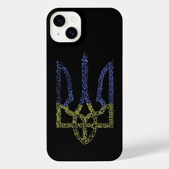 Ukraine coat of arms trident tryzub spiral pattern iPhone case (Back)