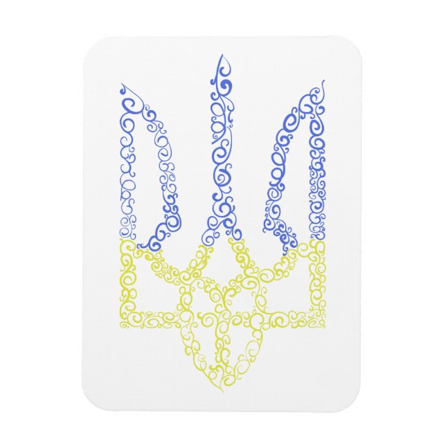 Ukraine coat of arms trident tryzub spiral pattern magnet (Vertical)