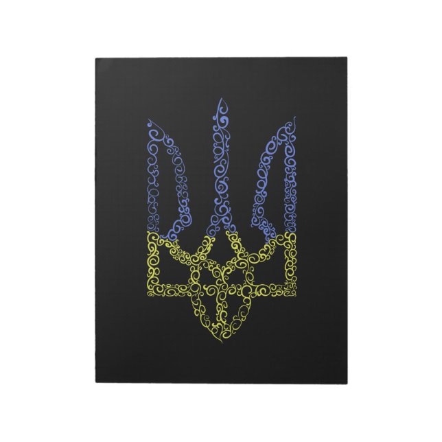 Ukraine coat of arms trident tryzub spiral pattern notepad (Rotated)