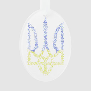 Ukraine coat of arms trident tryzub spiral pattern ornament