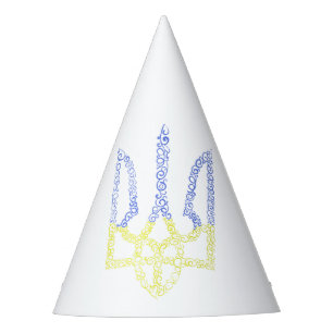 Ukraine coat of arms trident tryzub spiral pattern party hat