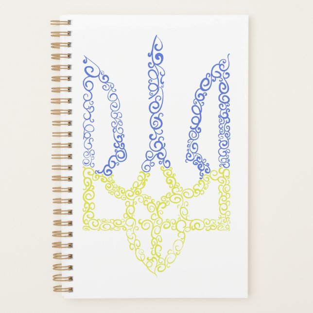 Ukraine coat of arms trident tryzub spiral pattern planner (Front)